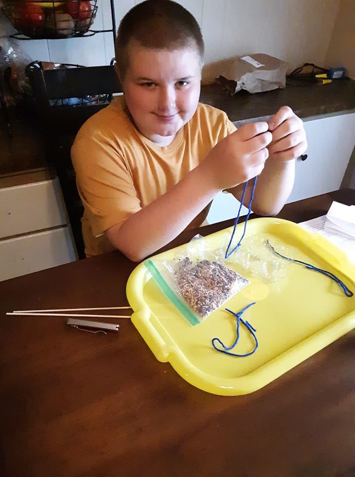 Jacob and his bird feeder
